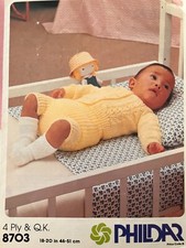 PHILDAR knitting pattern for babies in 4 Ply & QK for boys or girls