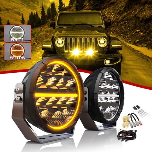 2pcs black round full - 7", led