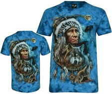 Tie Dye T-Shirt Native American Indian Wolves Dream Catcher Glow in Dark by Wild