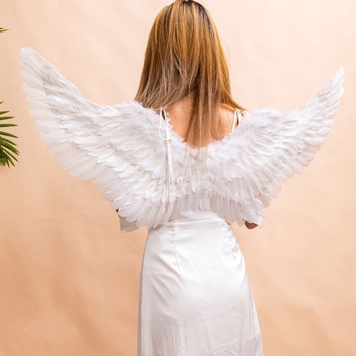 Black white feather angel wing - black,