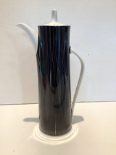 Cmielow Black Goplana Striped Sgraffito Pattern Coffee Pot