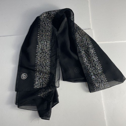 Black glitter print sheer - print,