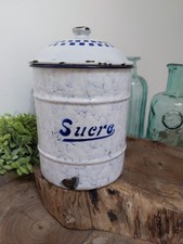 French Enamel Sugar Cannister, French Kitchen Decoration