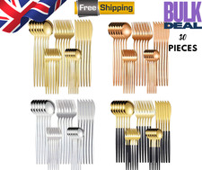 30pcs Golden Stainless Steel Cutlery Set Dinnerware Utensils Dishwasher Safe UK