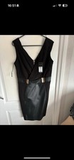 New with Tags Lipsy Dress Size 12 Black with Faux Leather Detail Party Cocktail