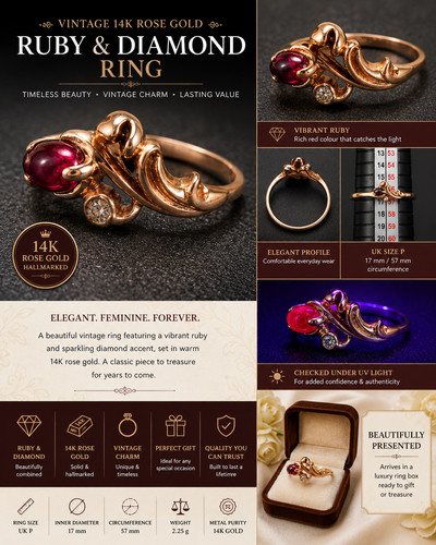 Vintage 14k rose gold ruby - vintage,