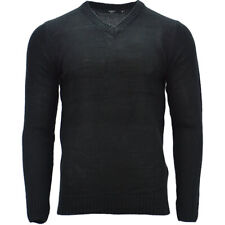D&H Mens Jumpers V Neck Ribbed Soft Regular Fit Casual Pullover Sweatshirt Top