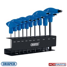 Draper Metric T-Handle Hexagon Hex Allen Key 2.0 - 10.0mm Set 10 Pce with Stand