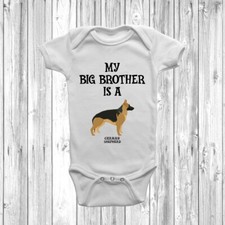 My Big Brother Is A German Shepherd Baby Grow Body Suit Vest Gift
