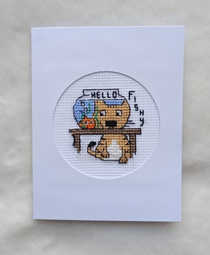 Handmade cross stitch card - card,