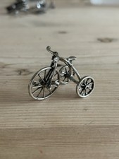 Miniature Silver Dollhouse Tricycle Vintage 800 Silver European