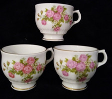 Set of 3 Vintage 'Rose Of England' Bone China Cups