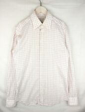Reiss Mens Thierry Slim Fit Pin Collar White Check Shirt - Size M