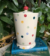 Emma Bridgewater Polka Dot Ceramic Biscuit Cookies Jar With Lid Tall 21 Cm Rare