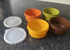 Vintage Tupperware Harvest 1321 Small Containers x 4 Snack Pots With 2 x Lids