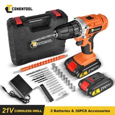 21V Electric Screwdriver Rechargeable Kit Cordless Drill Drill Driver Bits Set