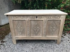 17th. Century Bleached Carved Oak Coffer