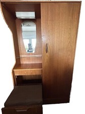 Wardrobe1950’s Rare Hubbi-robe Teak Hall Armoire With VanityMirror&FoldableSeat