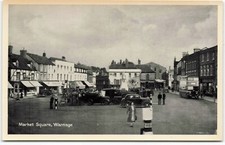 Vintage postcard Market Square Wantage Berkshire animated cars bus people AA705