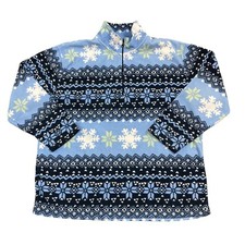 Oleg Cassini Blue Fleece Jumper Crazy Abstract Nordic Polar Womens Large