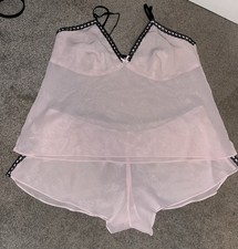Ladies Sheer Rose Pink Pyjamas Large