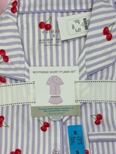 Cherry Print Striped Boyfriend