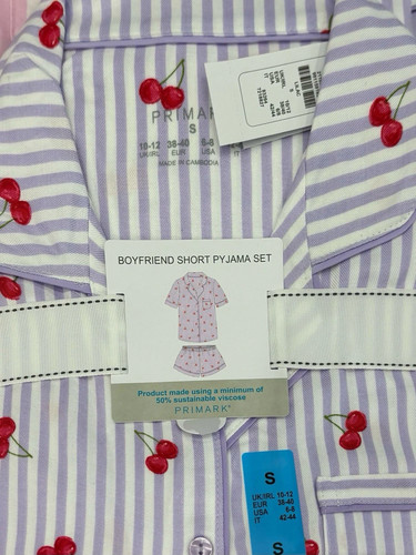 Cherry print striped boyfriend - striped,