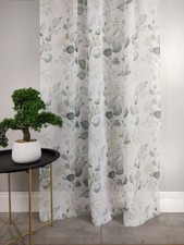 AMBER WHITE VOILE CURTAIN PANEL GREEN GOLD BOTANICAL LEAVES ANY DROPS (20"-72")