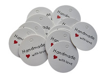 Jewellery Display Gift Tag Price Labels White ~ Handmade With Love 4.5cm
