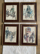 4 Vintage Ronald Embleton framed Prints.  The Punch and Judy man, and 3 others 