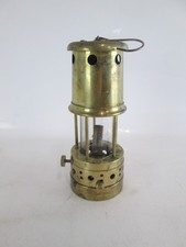 Vintage Antique Coal Miners Safety Brass Oil Lamp Adjustable Wick And Hook