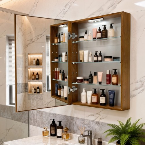 Farmhouse wood framed bathroom - farmhouse,