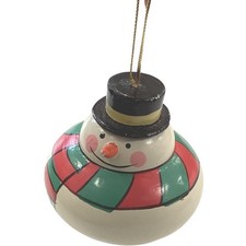 WOODEN Painted Snowman Ornament Christmas Decoration Bauble Gift TH