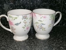 Wedgwood Sweet Plum Design Footed Mugs x 2.