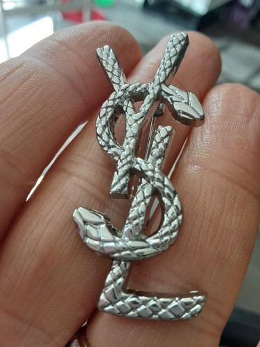 Auth ysl brooch logo silver - ysl,