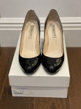L.K. BENNETT Shilo Black Stiletto Heel Patent Leather Court Shoe UK 4 EU 37