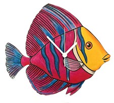 Tropical fish clock marine - -,