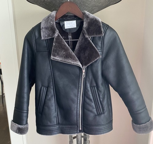 Zara kids black faux - zara, leather