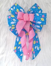 Handmade Blue Easter Wreath Bow, Everyday Bow, Lantern Bow,Gift Bow, Spring Bow