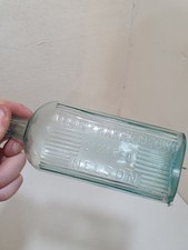Vintage Allan & Harry Brown Limited Nelson Aqua Glass Bottle Empty