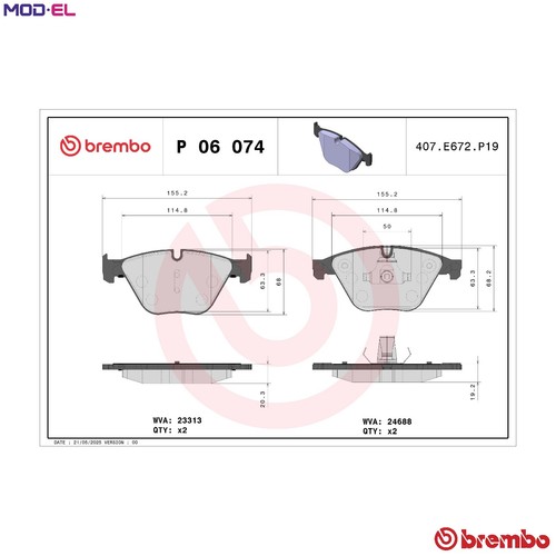 Brake pad set disc - pad, p