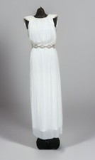 Pleated Beaded Shoulder Chiffon Wedding Dress Size UK 10