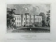1845 Antique Print; Cardiff
