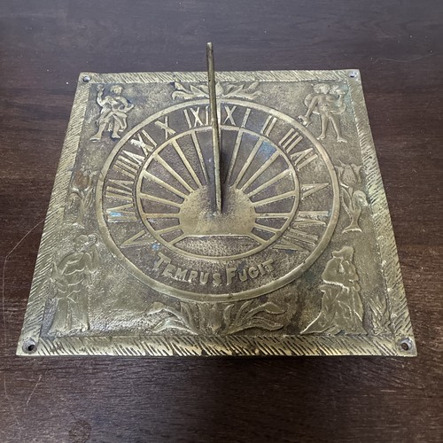 Antique square brass sundial - square,