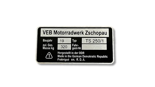250 nameplate plate - 250/1,