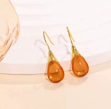 Baltic Amber Drop Earrings –
