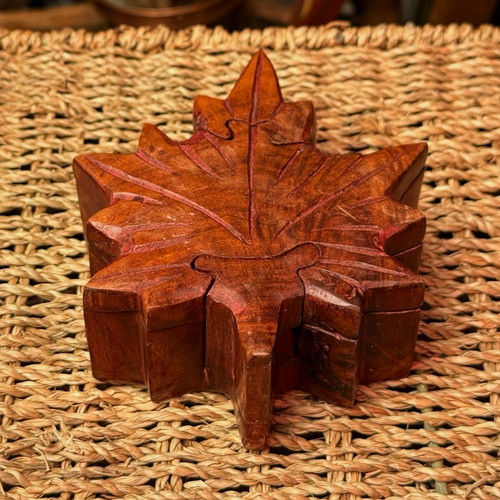 Rare carved wooden maple leaf - wooden,