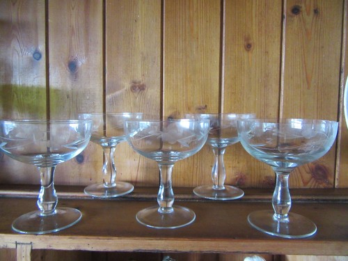 Vintage etched glass champagne - vintage,