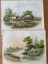 2 COLOURED LITHOGRAPH'S CRESSWELL DERBYSHIRE + CHURCH BIRN Bros  C WHITE ARTIST