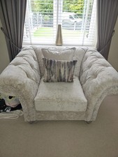 Superb Condition Chair and 3 Seater Sofa Couch Next Chesterfield Style Fabric 3